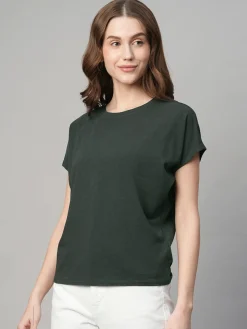 Women Cottonworld Round Neck | Regular Fit^Women's Cotton Bamboo Elastane Regular Fit Tshirt
