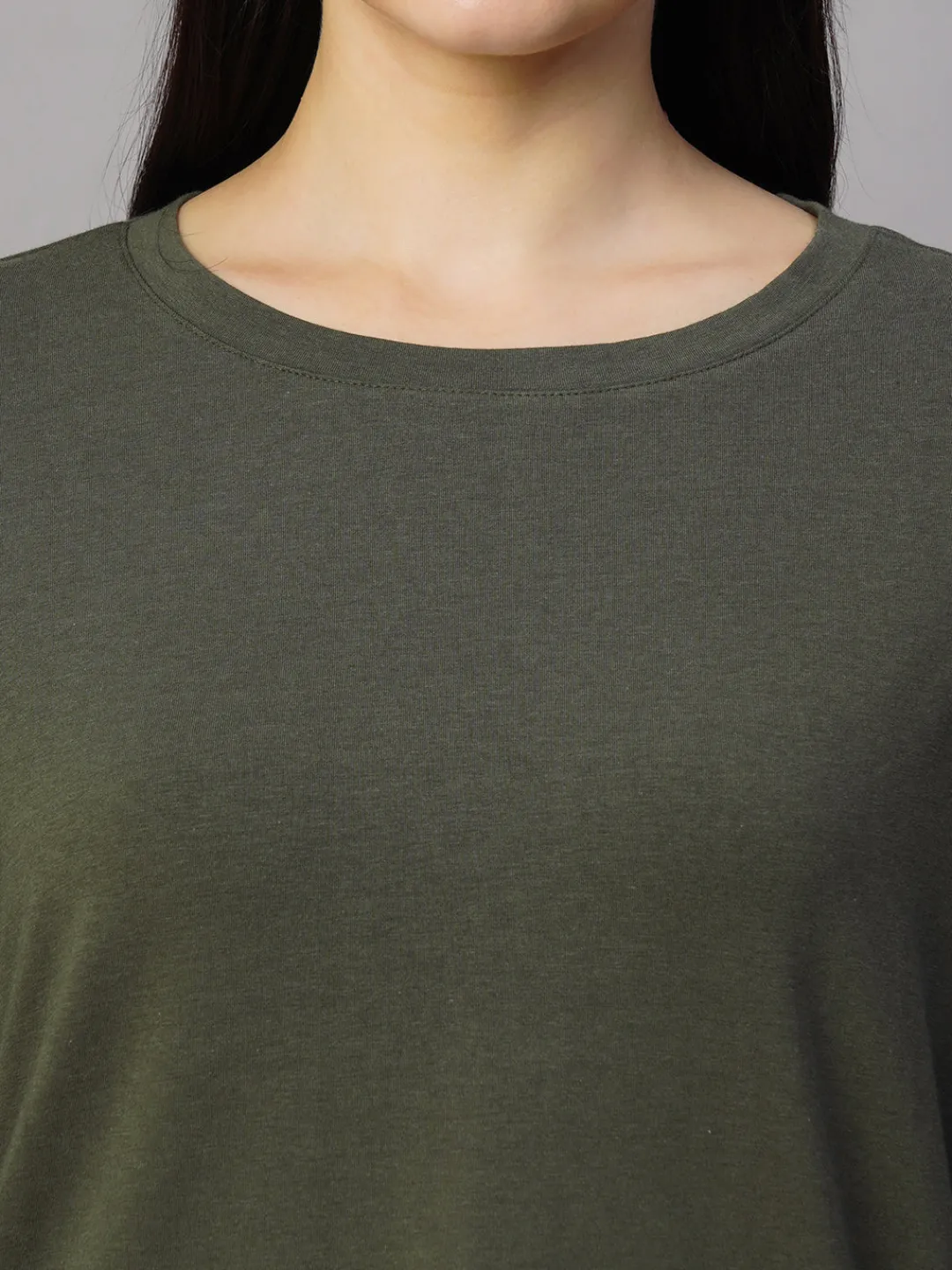 Women Cottonworld Women | Round Neck^Women's Cotton Bamboo Regular Fit Tshirt