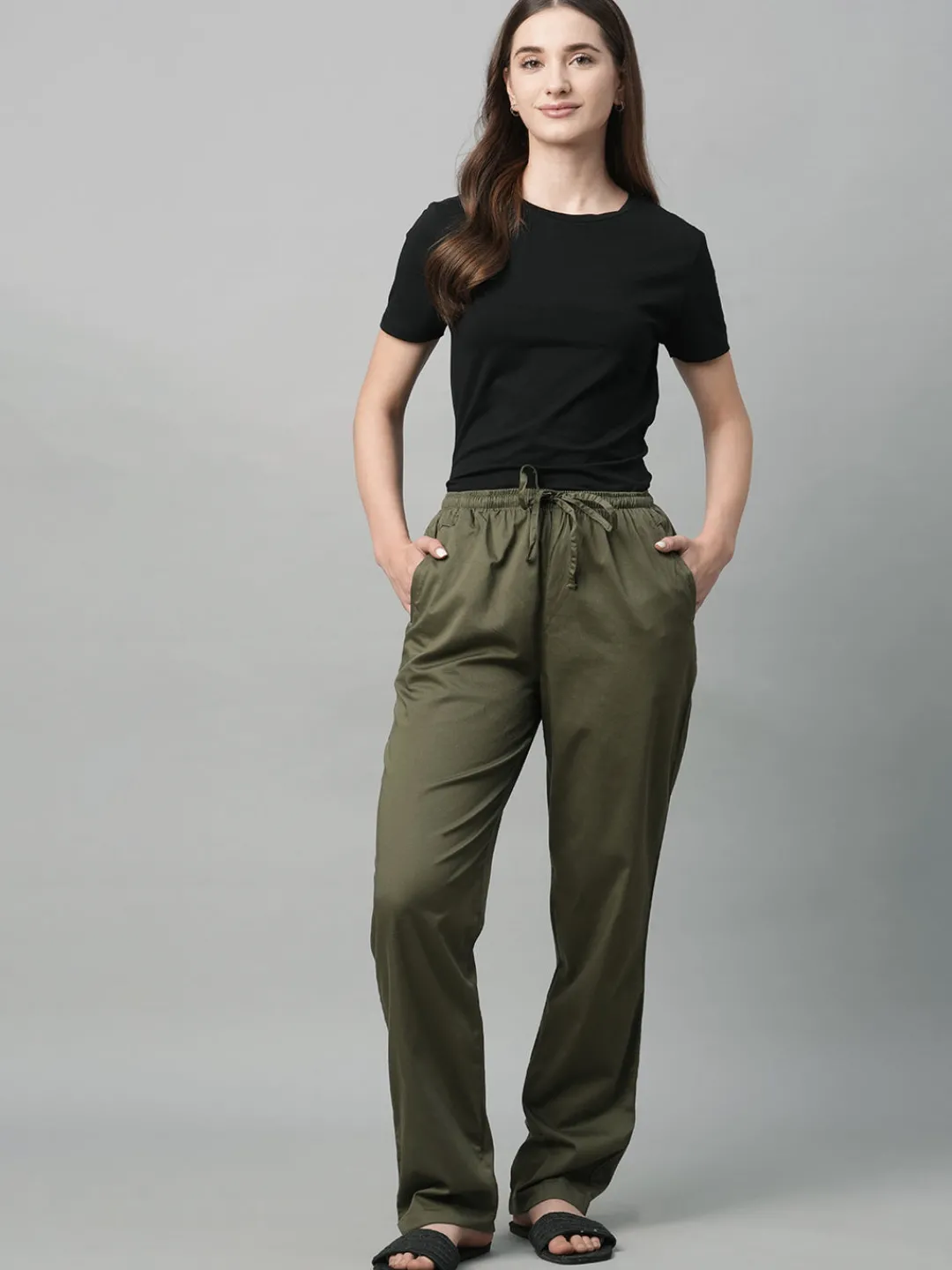 Women Cottonworld Trousers^Women's Cotton Elastane Regular Fit Pant