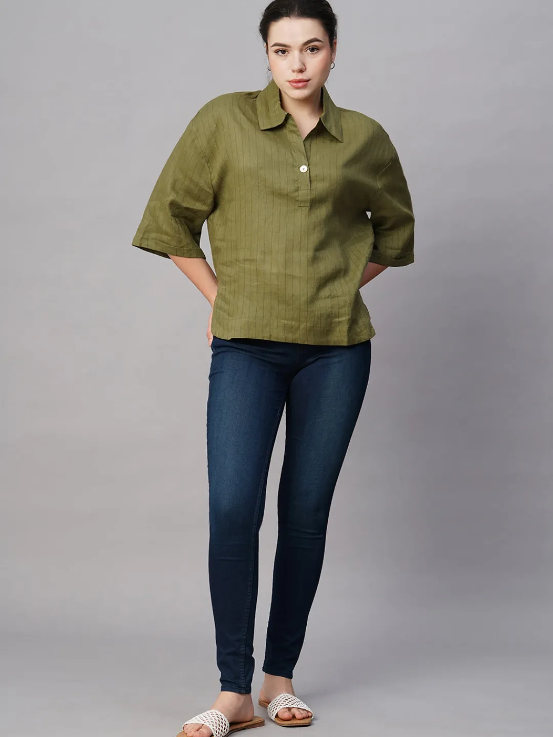 Women Cottonworld Tops & Shirts | Tops & Shirts^Women's Linen Boxy Fit Blouse