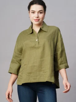 Women Cottonworld Tops & Shirts | Tops & Shirts^Women's Linen Boxy Fit Blouse