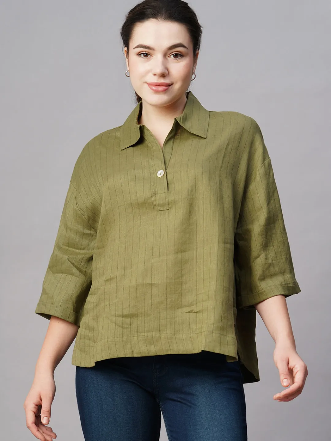 Women Cottonworld Tops & Shirts | Tops & Shirts^Women's Linen Boxy Fit Blouse