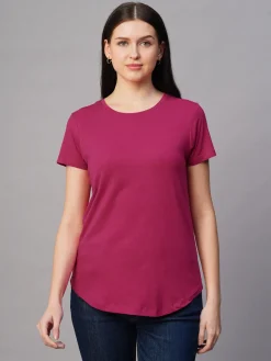 Women Cottonworld Round Neck | Regular Fit^Women's 100% Cotton Regular Fit Tshirt