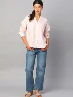Women Cottonworld Tops & Shirts | Tops & Shirts^Women's 100% Linen Regular Fit Blouse