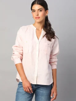 Women Cottonworld Tops & Shirts | Tops & Shirts^Women's 100% Linen Regular Fit Blouse