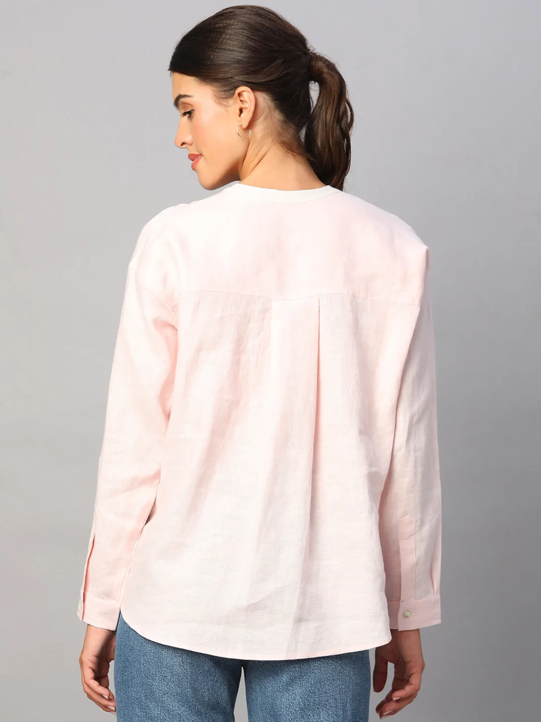 Women Cottonworld Tops & Shirts | Tops & Shirts^Women's 100% Linen Regular Fit Blouse