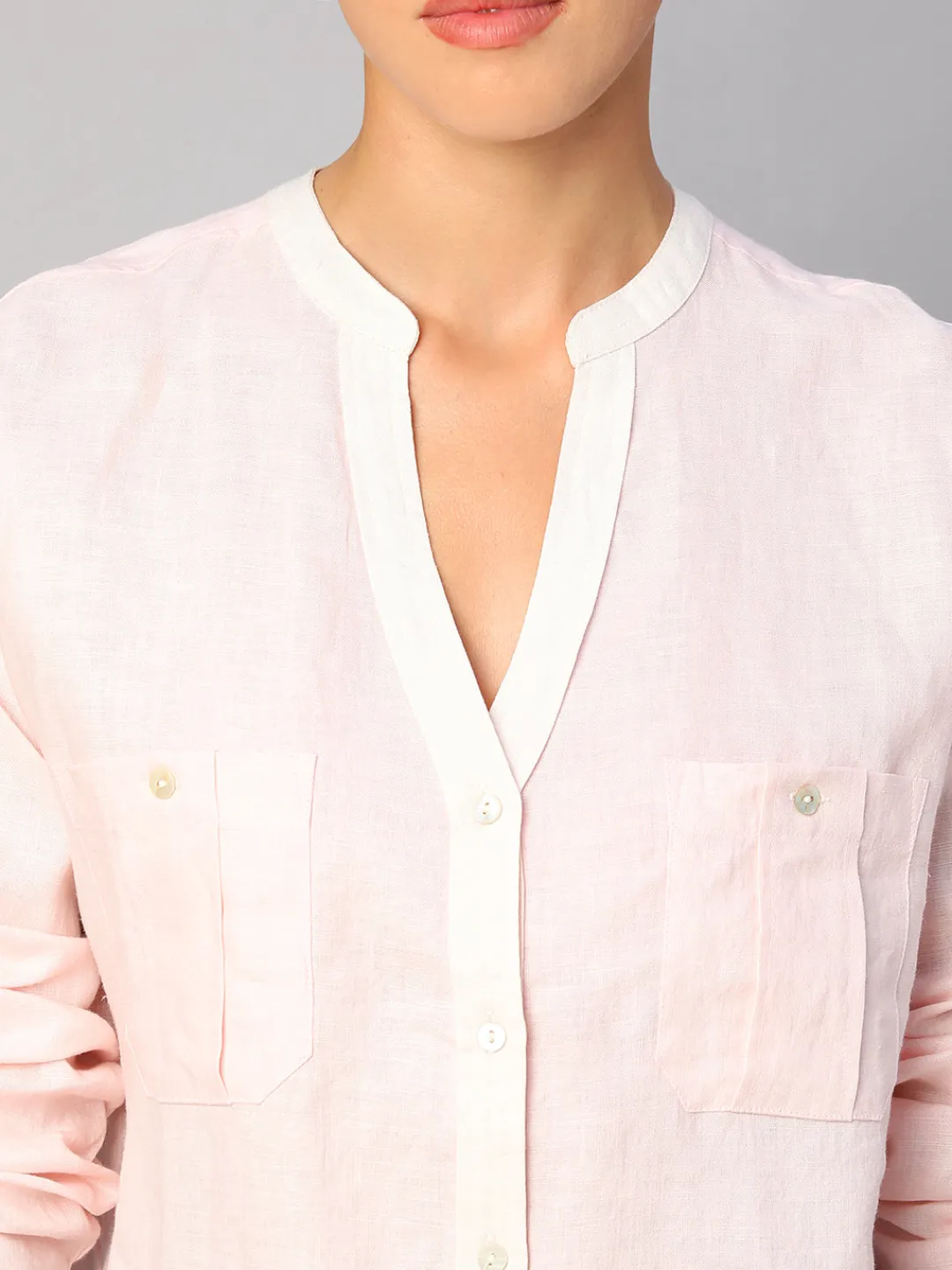 Women Cottonworld Tops & Shirts | Tops & Shirts^Women's 100% Linen Regular Fit Blouse
