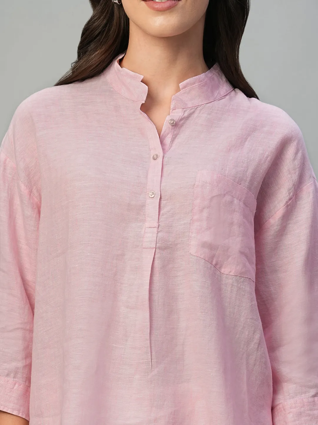 Women Cottonworld Tops & Shirts | Tops & Shirts^Women's 100% Linen Regular Fit Blouse