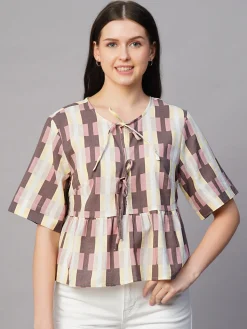 Women Cottonworld Womens Co-Ord Sets^Women's Cotton Flax Regular Fit Blouse