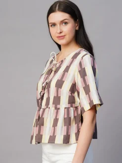 Women Cottonworld Womens Co-Ord Sets^Women's Cotton Flax Regular Fit Blouse