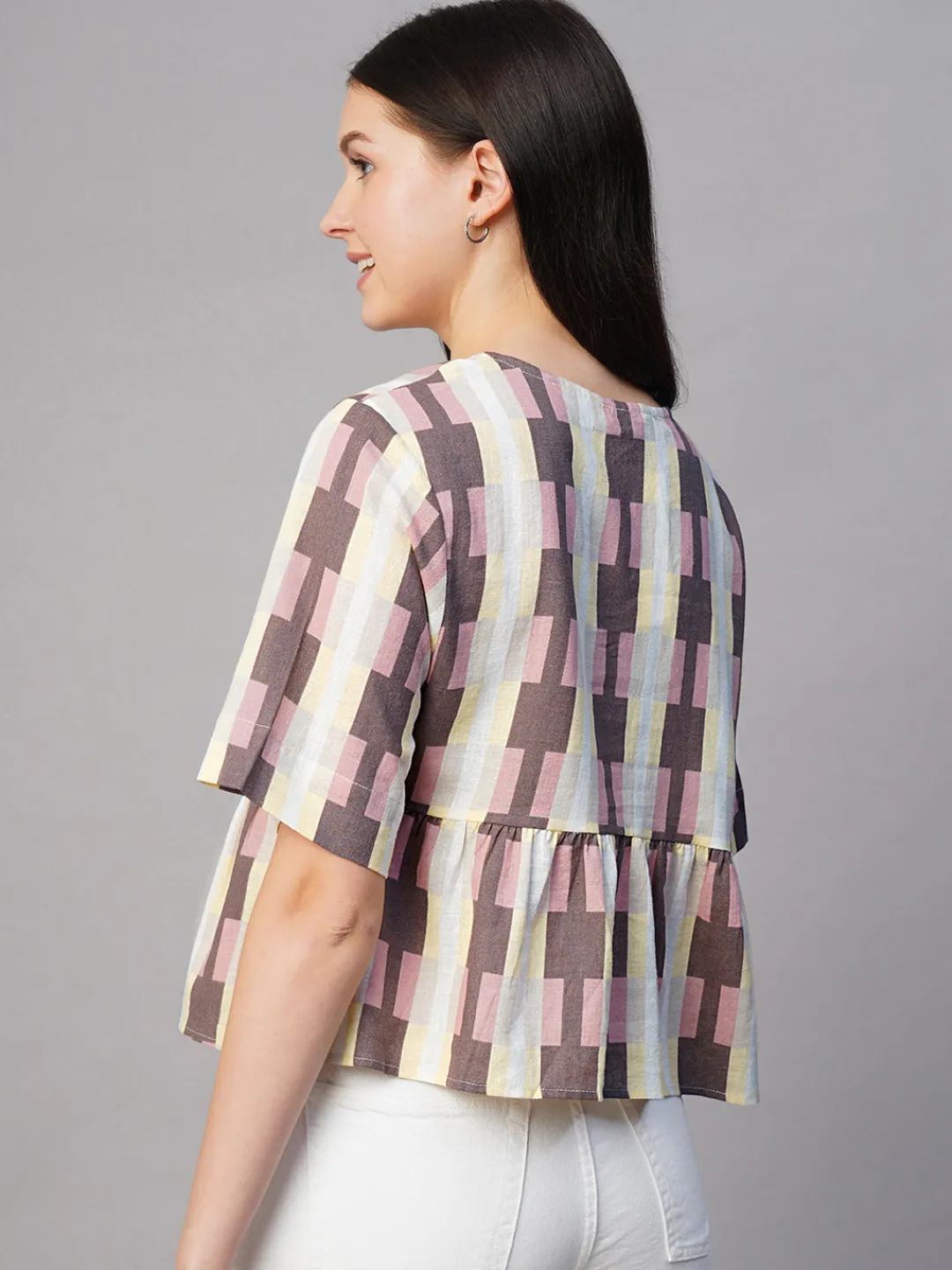 Women Cottonworld Womens Co-Ord Sets^Women's Cotton Flax Regular Fit Blouse