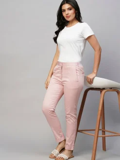 Women Cottonworld Trousers^Women's Cotton Lycra Slim Fit Pant