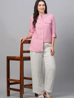 Women Cottonworld Tops & Shirts | Tops & Shirts^Women's Linen Excel Regular Fit Blouse