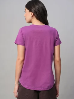 Women Cottonworld Round Neck | Regular Fit^Women's 100% Cotton Regular Fit Tshirt