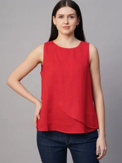 Women Cottonworld Tops & Shirts | Tops & Shirts^Women's 100% Linen Regular Fit Blouse