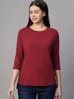Women Cottonworld Women | Round Neck^Women's Cotton Bamboo Regular Fit Tshirt