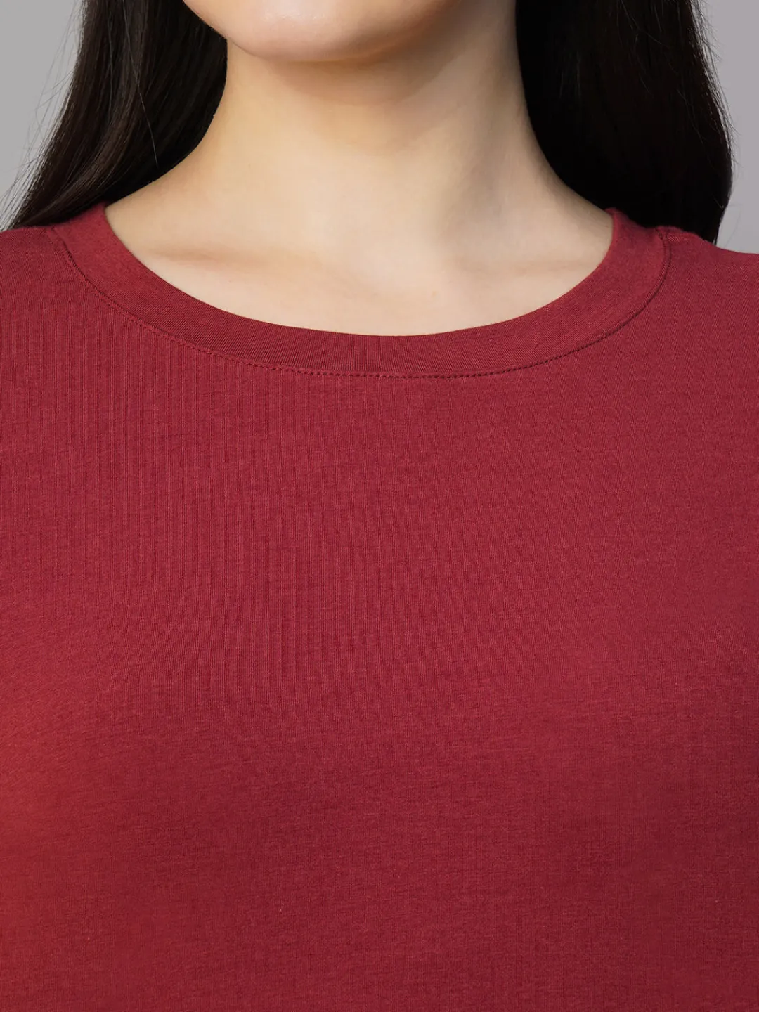 Women Cottonworld Women | Round Neck^Women's Cotton Bamboo Regular Fit Tshirt