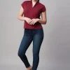 Women Cottonworld V-Neck^Women's Cotton Elastane Slim Fit Tshirt