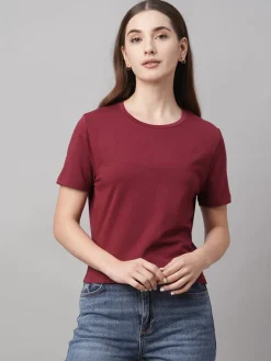 Women Cottonworld Round Neck | Regular Fit^Women's Cotton Elastane Regular Fit Tshirt