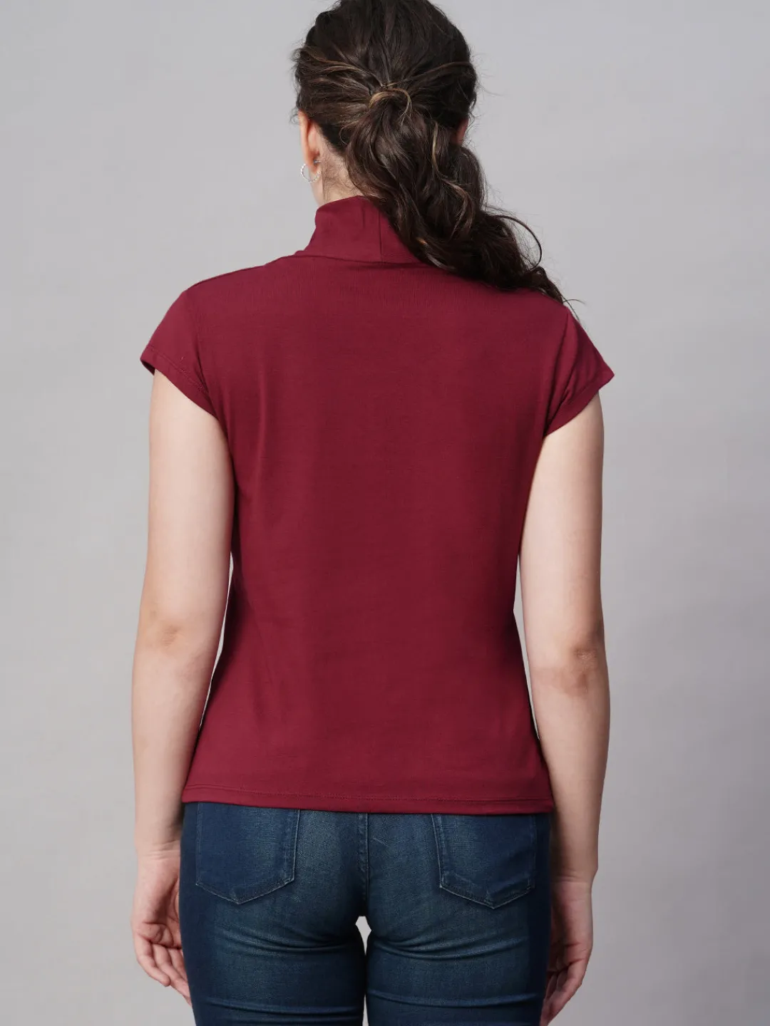 Women Cottonworld V-Neck^Women's Cotton Elastane Slim Fit Tshirt
