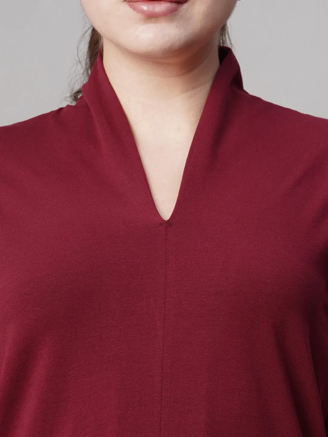 Women Cottonworld V-Neck^Women's Cotton Elastane Slim Fit Tshirt