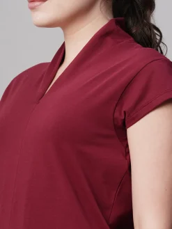 Women Cottonworld V-Neck^Women's Cotton Elastane Slim Fit Tshirt