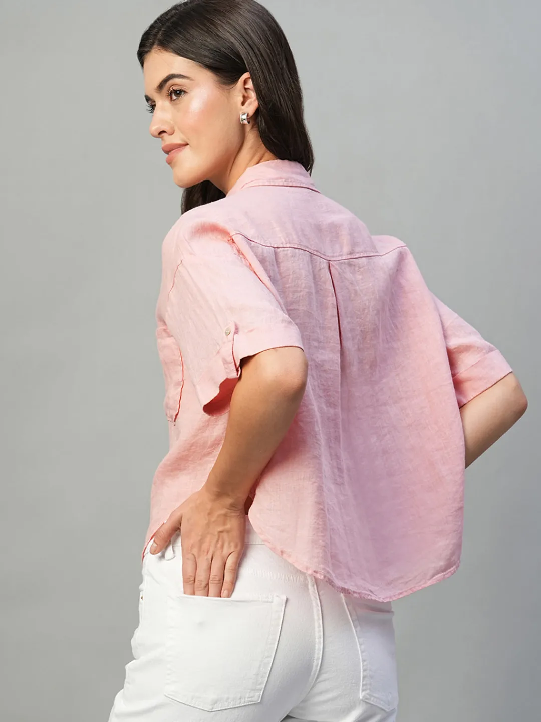 Women Cottonworld Tops & Shirts | Tops & Shirts^Women's 100% Linen Boxy Fit Blouse