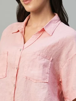 Women Cottonworld Tops & Shirts | Tops & Shirts^Women's 100% Linen Boxy Fit Blouse