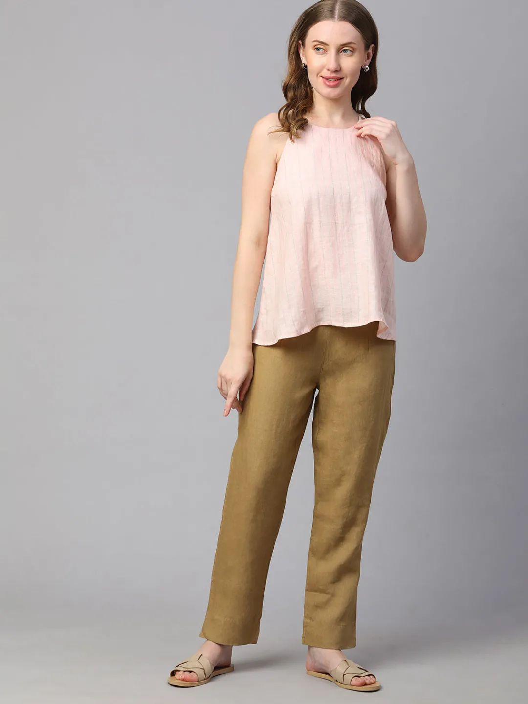 Women Cottonworld Tops & Shirts | Tops & Shirts^Women's 100% Linen Regular Fit Blouse
