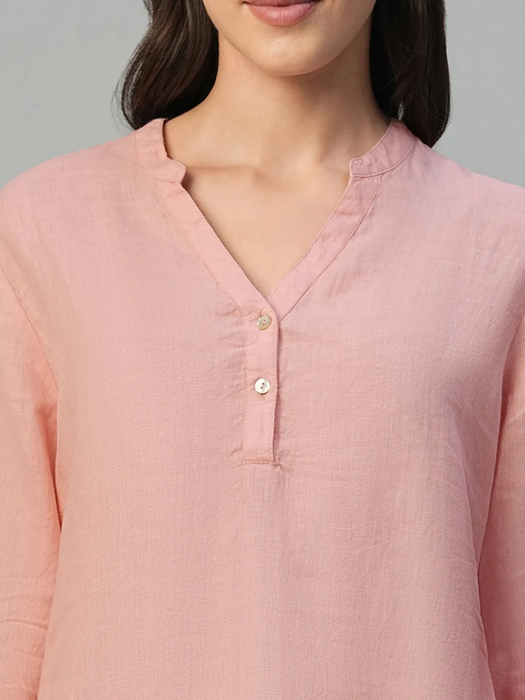 Women Cottonworld Tops & Shirts | Tops & Shirts^Women's 100% Linen Regular Fit Blouse