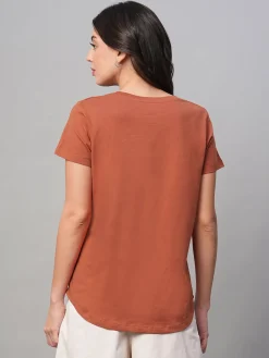 Women Cottonworld Round Neck | Regular Fit^Women's 100% Cotton Regular Fit Tshirt