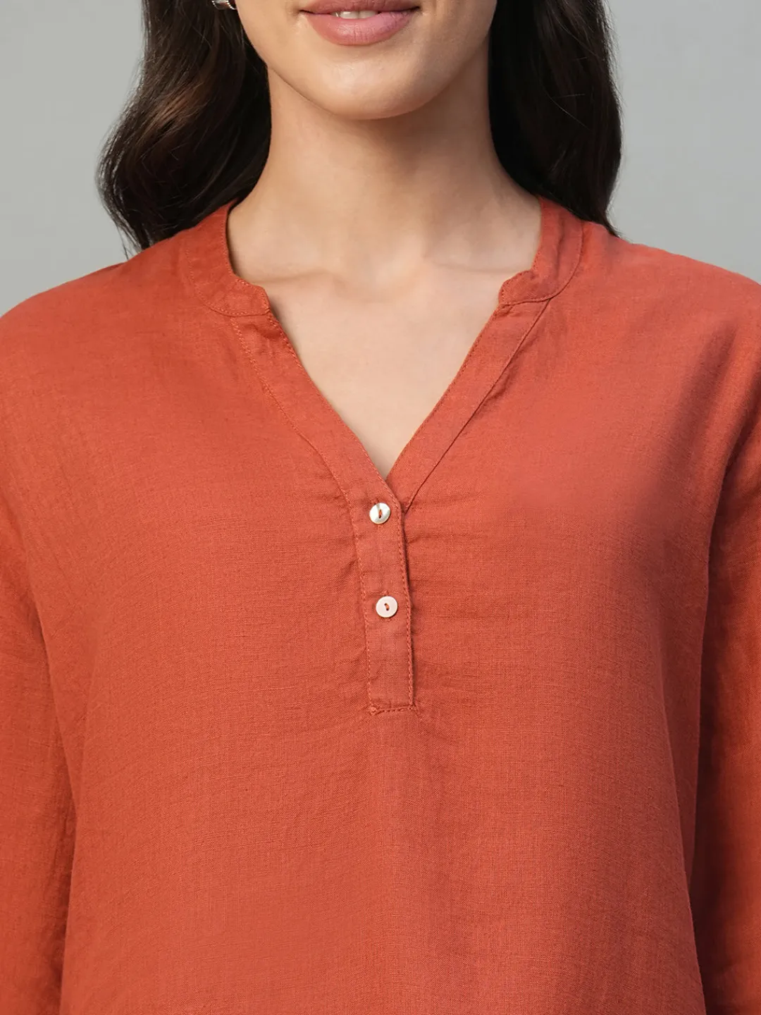 Women Cottonworld Tops & Shirts | Tops & Shirts^Women's 100% Linen Regular Fit Blouse