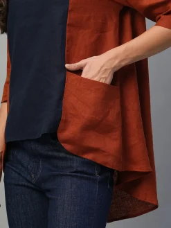 Women Cottonworld Tops & Shirts | Tops & Shirts^Women's 100% Linen Regular Fit Blouse