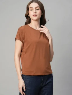 Women Cottonworld Round Neck | Regular Fit^Women's Cotton Bamboo Elastane Regular Fit Tshirt