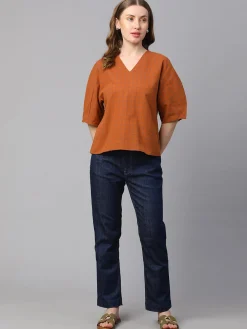 Women Cottonworld Tops & Shirts | Tops & Shirts^Women's Cotton Linen Regular Fit Blouse