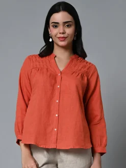 Women Cottonworld Tops & Shirts | Tops & Shirts^Women's Linen Regular Fit Blouse