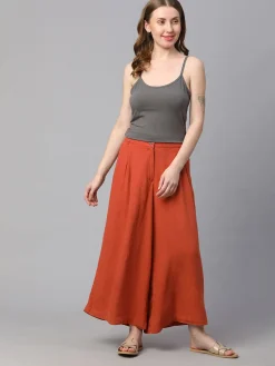 Women Cottonworld Culottes^Women's Linen Viscose Regular Fit Culotte