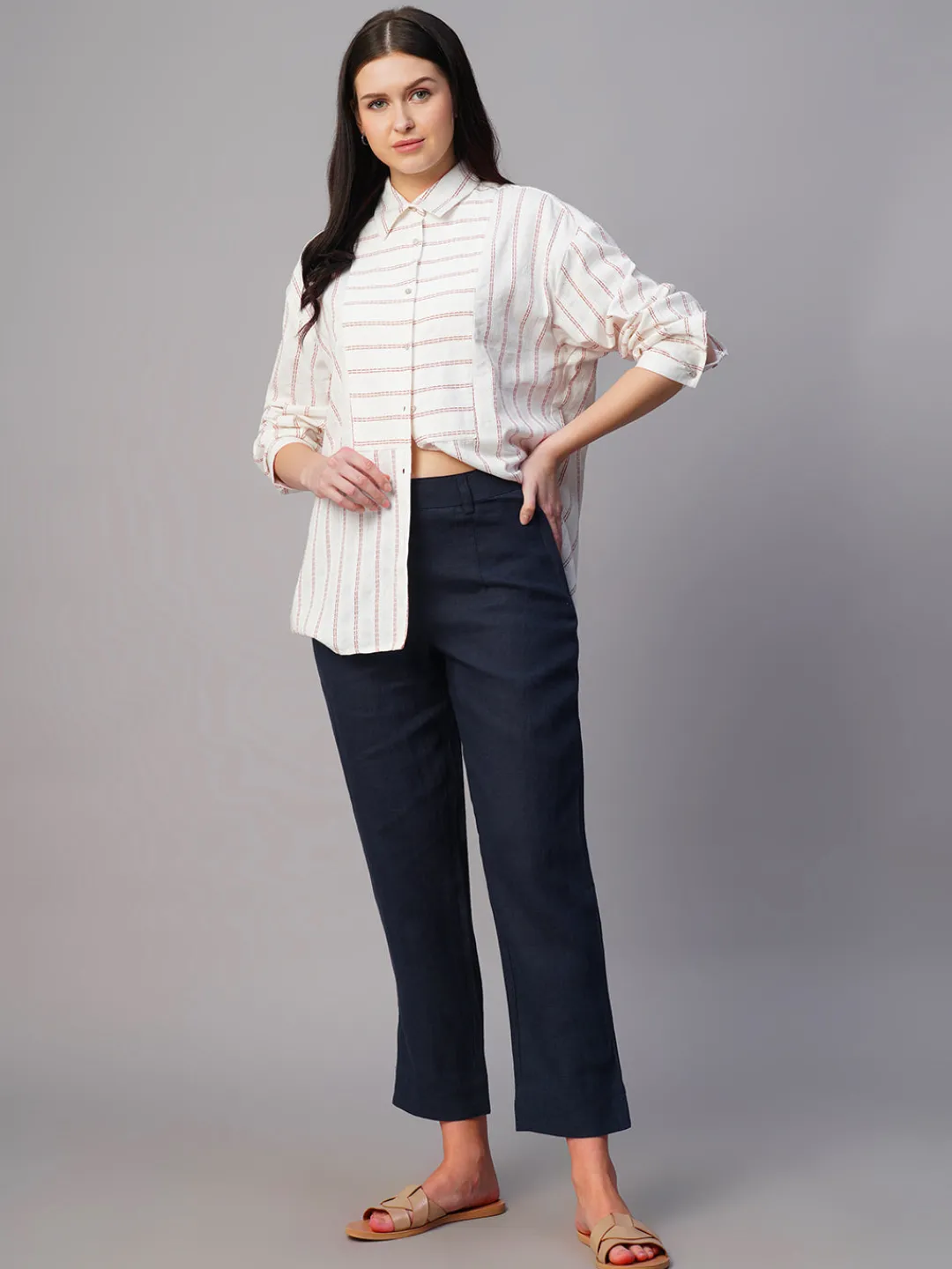 Women Cottonworld Tops & Shirts | Tops & Shirts^Women's al Cotton Linen Boxy Fit Blouse