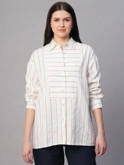 Women Cottonworld Tops & Shirts | Tops & Shirts^Women's al Cotton Linen Boxy Fit Blouse