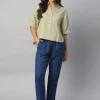 Women Cottonworld Tops & Shirts | Tops & Shirts^Women's 100% Linen Boxy Fit Blouse