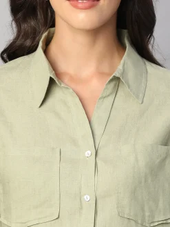 Women Cottonworld Tops & Shirts | Tops & Shirts^Women's 100% Linen Boxy Fit Blouse