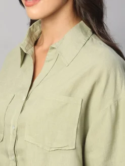 Women Cottonworld Tops & Shirts | Tops & Shirts^Women's 100% Linen Boxy Fit Blouse