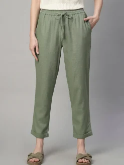 Women Cottonworld Pants | Pants^Women's Linen Viscose Regular Fit Pant