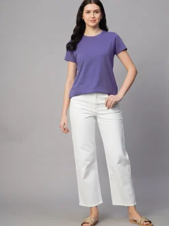 Women Cottonworld Round Neck | Regular Fit^Women's 100% Cotton Regular Fit Tshirt