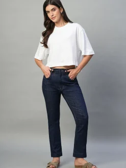Women Cottonworld Round Neck^Women's 100% Cotton Boxy Fit Tshirt