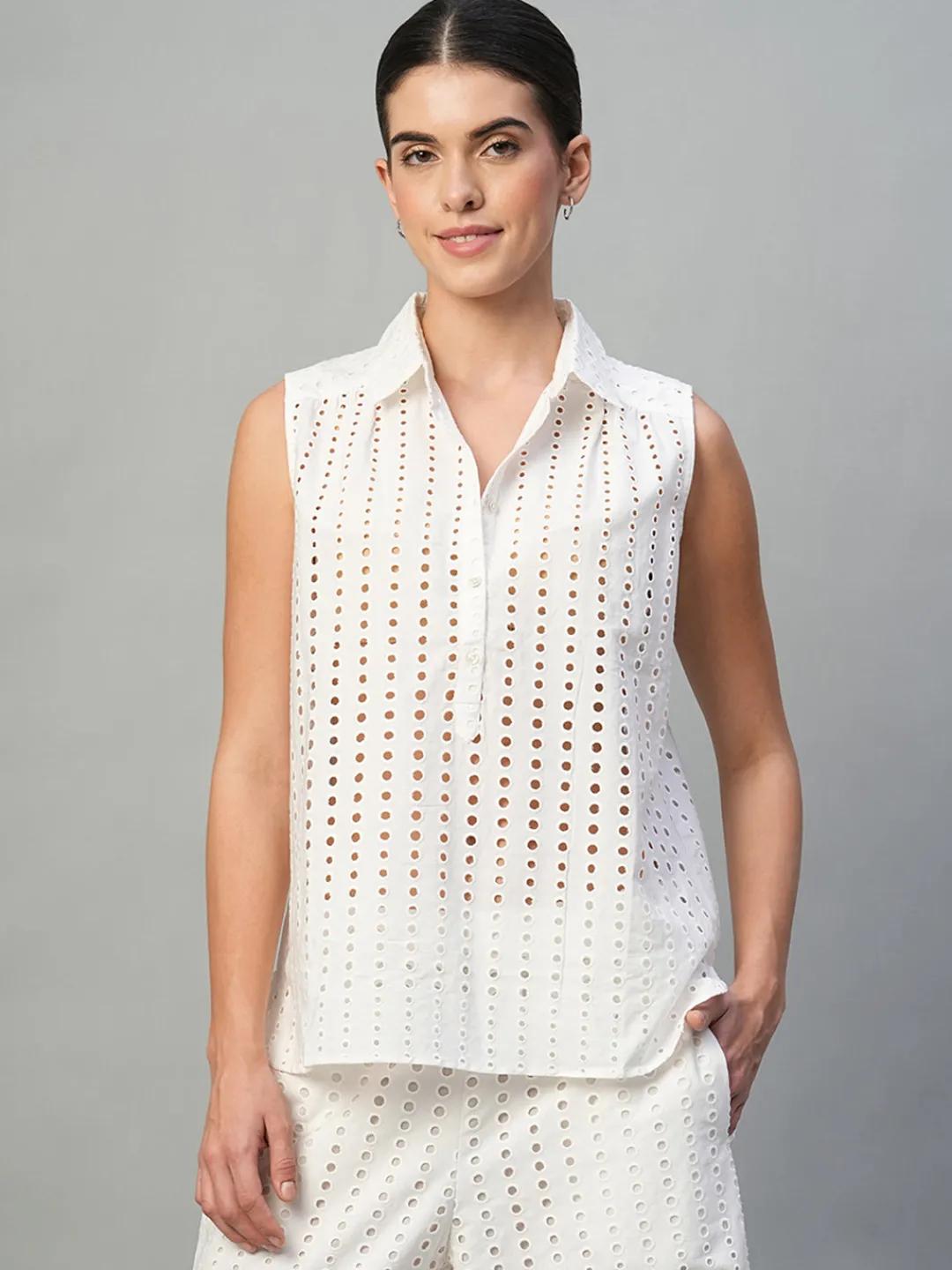 Women Cottonworld Womens Co-Ord Sets^Women's 100% Cotton Regular Fit Blouse