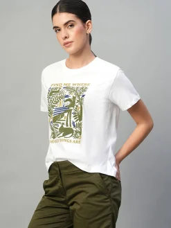 Women Cottonworld Round Neck | Regular Fit^Women's 100% Cotton Regular Fit Tshirt