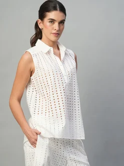 Women Cottonworld Womens Co-Ord Sets^Women's 100% Cotton Regular Fit Blouse