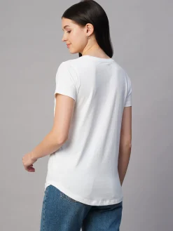 Women Cottonworld Round Neck | Regular Fit^Women's 100% Cotton Regular Fit Tshirt