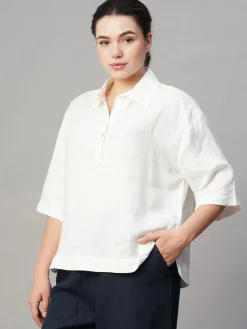 Women Cottonworld Tops & Shirts | Tops & Shirts^Women's 100% Linen Boxy Fit Blouse